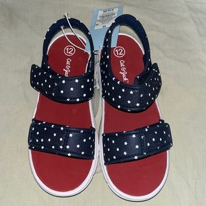 Cat and Jack Velcro Sandals Toddler Girls Red White stars and Blue